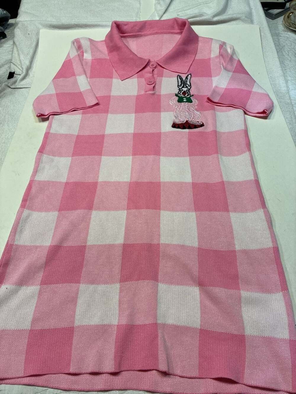 Alexander Wang Pink White Terry Gingham Dress